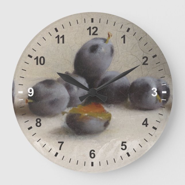 Twelve Plums Large Clock (Front)