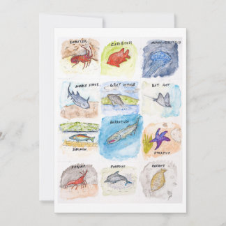 Twelve Sea Creatures Greeting Card