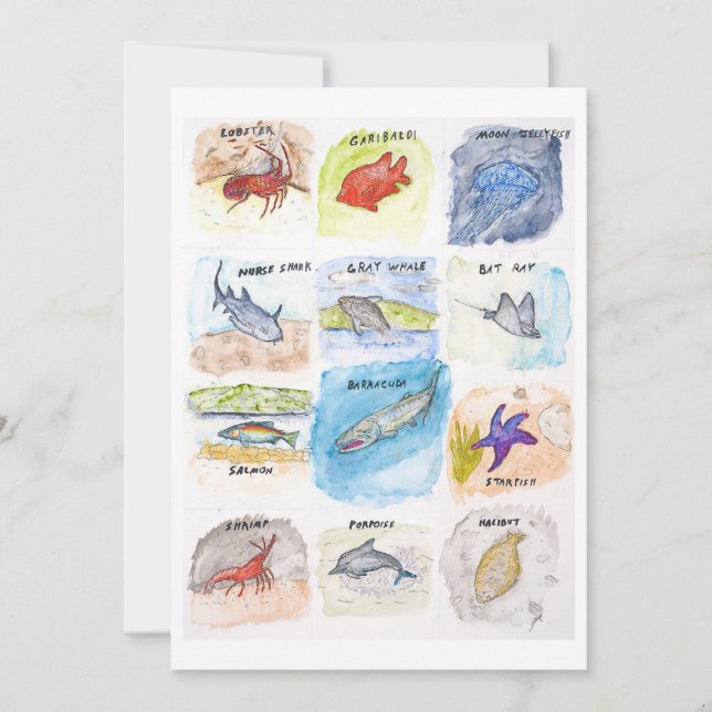 Twelve Sea Creatures Greeting Card (Front)