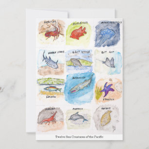 Twelve Sea Creatures of the Pacific Invitation
