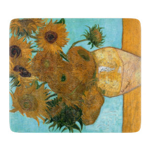 Twelve Sunflowers in a Vase (Still-Life Painting) Cutting Board