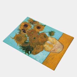 Twelve Sunflowers in a Vase (Still-Life Painting) Doormat