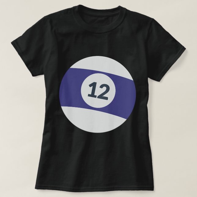 Twelve Team Number 12 Lucky Purple Ball Billiards  T-Shirt (Design Front)