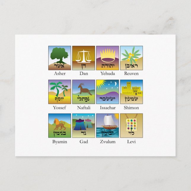 Twelve Tribes of Israel Seals Postcard (Front)