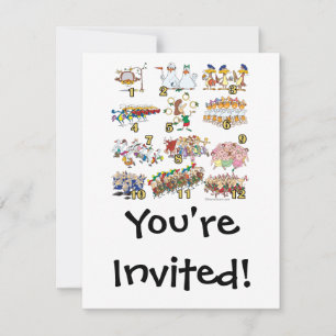 twelves days christmas song cartoon invitation