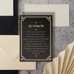 Twenties Art Deco Dark Frame Wedding Insert Card