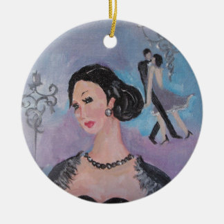 Twenties Dance round pendant by Marie Theron Ceramic Tree Decoration