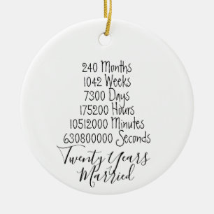 Twentieth Anniversary 20th wedding year married Ceramic Tree Decoration