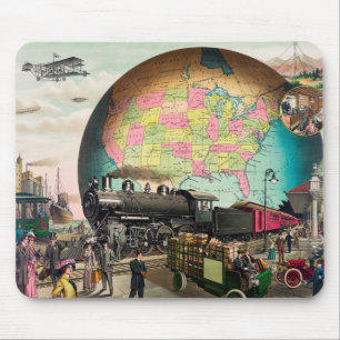 Twentieth Century Transportation, Vintage 1910 Mouse Mat