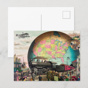 Twentieth Century Transportation, Vintage 1910 Postcard