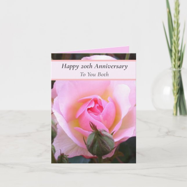 Twentieth Wedding Anniversary Perfect English Rose Card (Front)