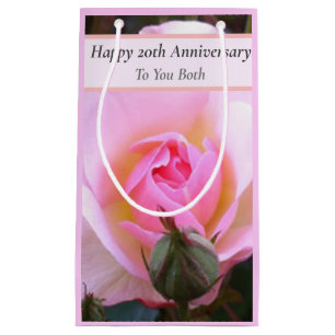 Twentieth Wedding Anniversary Perfect English Rose Small Gift Bag