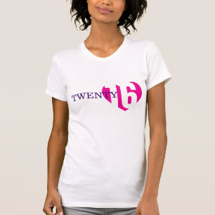 Twenty 16 love pink heart 2016 ladies t-shirt