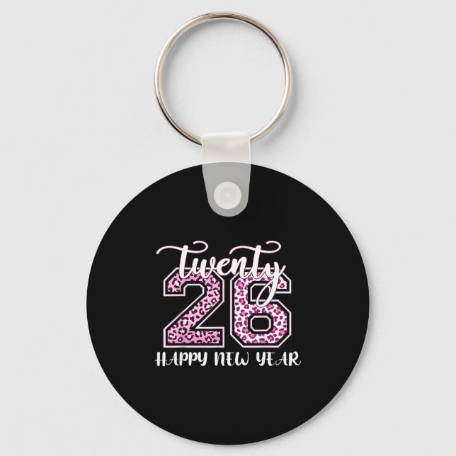Twenty 26 2026 Happy New Year Leopard Pattern Wome Key Ring (Front)
