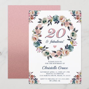 Twenty and Fabulous 20th Birthday Party Invitation