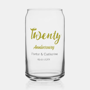twenty anniversary name date yellow grey wedding p can glass