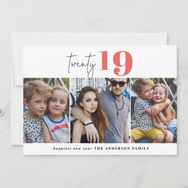 TWENTY bold graphic multi photo new year Holiday Card (Front)