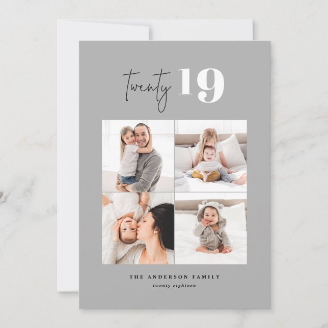 TWENTY bold graphic multi photo new year Holiday Card (Front)