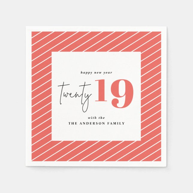 Twenty bold graphic new year holiday party napkin (Front)