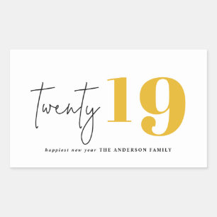 Twenty bold graphic new year rectangular sticker