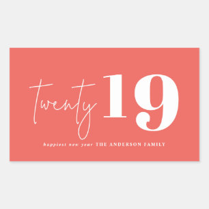Twenty bold graphic new year rectangular sticker