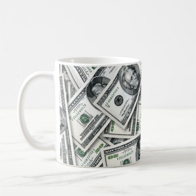 Twenty Dollar Bill Money Pattern Coffee Mug (Left)
