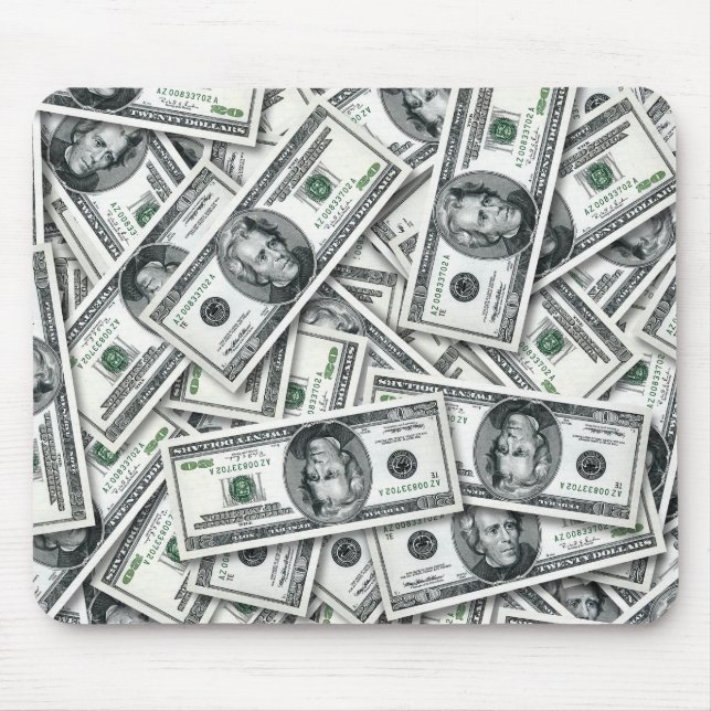 Twenty Dollar Bill Money Pattern Mouse Mat (Front)