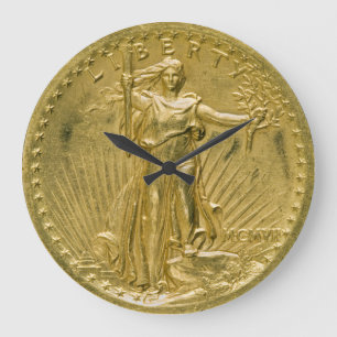 Twenty Dollar Gold Piece Liberty Sculpture 1907 Large Clock
