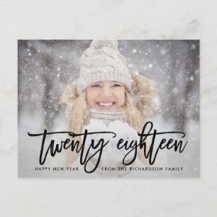 Twenty Eighteen   Trendy Typography with Photo Holiday Postcard