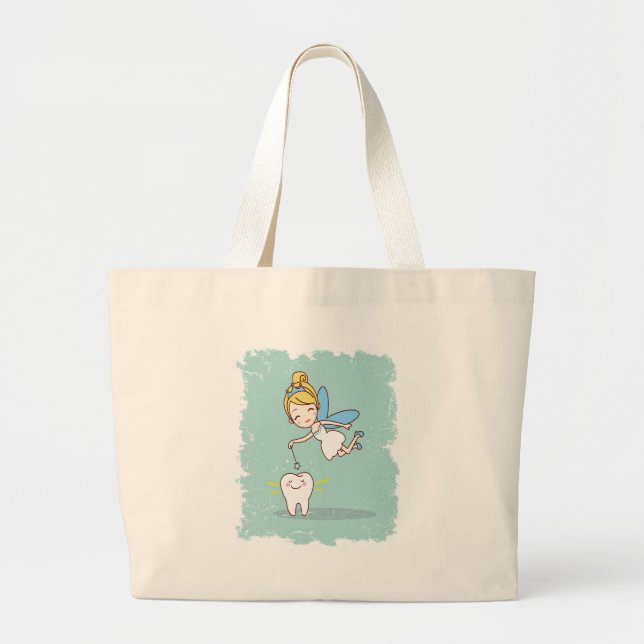 Twenty-eighth February - Tooth Fairy Day Large Tote Bag (Front)