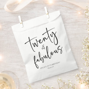 Twenty & Fabulous Minimalist 20th Birthday Party Favour Bags