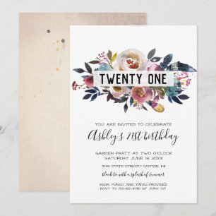 Twenty First Birthday Garden Party Invitation