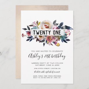 Twenty First Birthday Garden Party Invitation