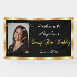 Twenty First Birthday, Gold Glitter, Sparkle Banner