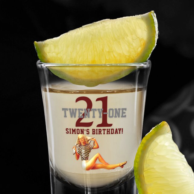 Twenty First Birthday Pretty Blonde 21 Name Shot Glass (Creator Uploaded)