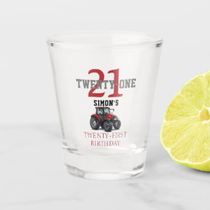 Twenty First Birthday Red Tractor Equipment Farm Shot Glass