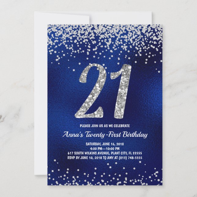 Twenty-First Birthday Sparkle Invitations (Front)