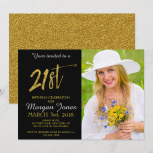 Twenty First Gold Foil Birthday Invitation