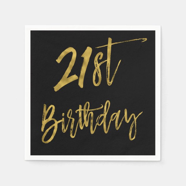 Twenty First Gold Foil Birthday Napkins (Front)