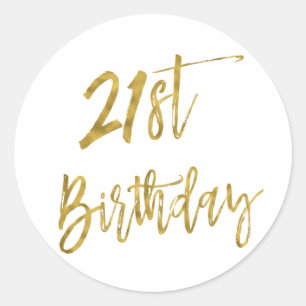 Twenty First Gold Foil Birthday Sticker