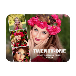 Twenty-First Happy Birthday 4 Photo Collage Magnet
