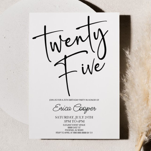 Twenty Five Minimal Elegant 25th Birthday Party Invitation (Creator Uploaded)