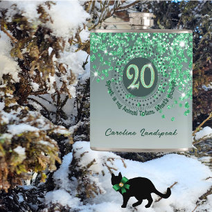 Twenty & Green Glitter & Drinking Quote Hip Flask