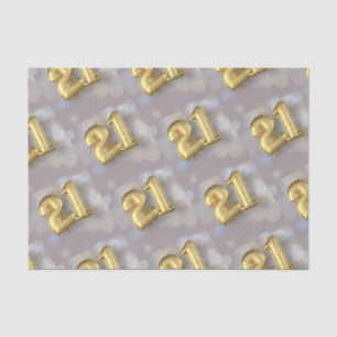 Twenty One 21 Gold Balloons Tissue Paper