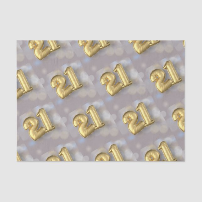 Twenty One 21 Gold Balloons Tissue Paper (Front)