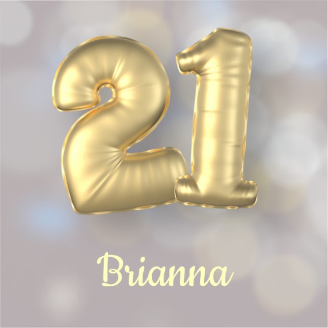 Twenty One 21 Gold Balloons with Name  (Front)