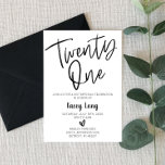 Twenty One 21st Birthday Invitation<br><div class="desc">This is a black and white Twenty One 21st Birthday invitation. Minimal Minimalist Design. B-Day Invite. 21</div>