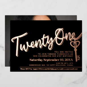 Twenty One 21st Birthday key black gold photo