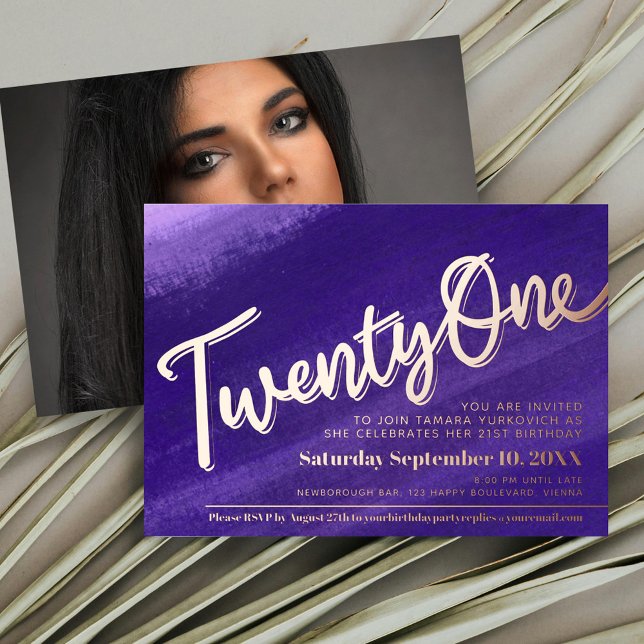 Twenty One 21st Birthday party purple rose gold (Creator Uploaded)