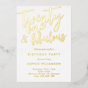 twenty one and fabulous gold foiled birthday